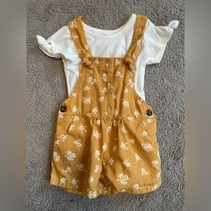 Baby girl floral overalls with white tshirt onesie